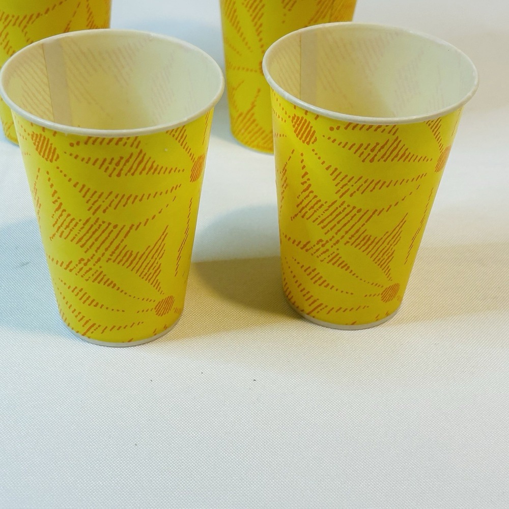 Vintage  Dixie Livingware Cold Cups Daisies Yellow Orange Daisy Floral 7oz